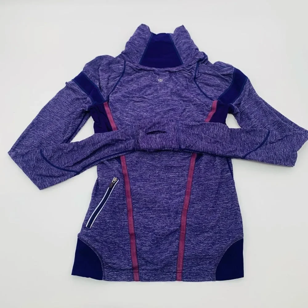 Purple Heathered Lululemon Run Inspire Long Sleeve 1/2 zip Pullover Sz 6 - Picture 6 of 10